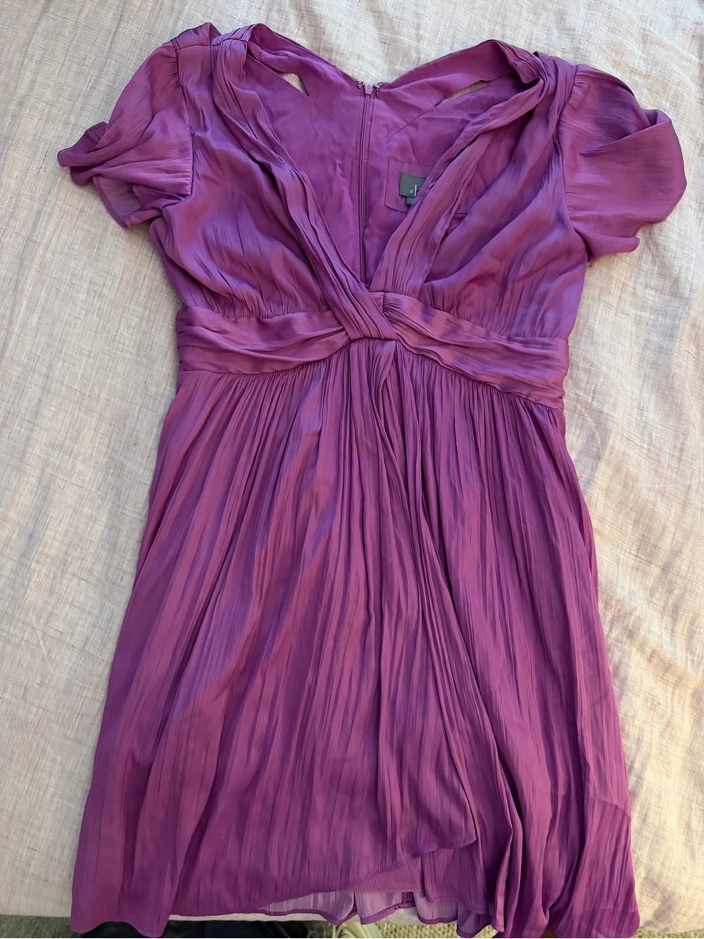 Anthropologie Plum V-Neck Pleated Midi Dress